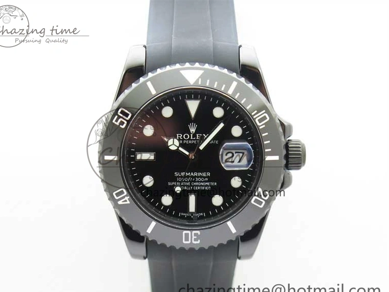 MiroTime 0122 Submariner 40mm Black Ceramic 5GF Best Edition Black Dial on Black Rubber Strap SA Unique 2464